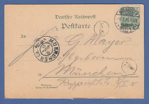 AK Frankreich Souvenir de Mulhouse 3 Ansichten gelaufen 1901 nach München