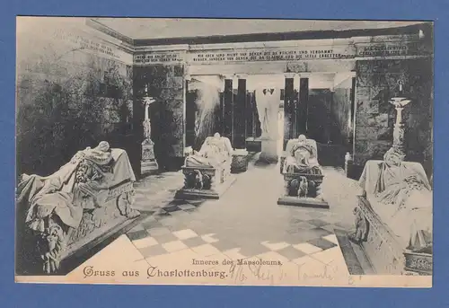 AK Berlin Gruss aus Charlottenburg Mausuleum gelaufen 1902 nach Hamburg