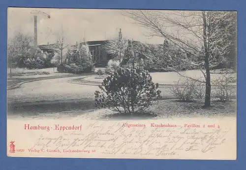 AK Hamburg Eppendorf Krankenhaus Pavillon 2 und 4 gelaufen 1903