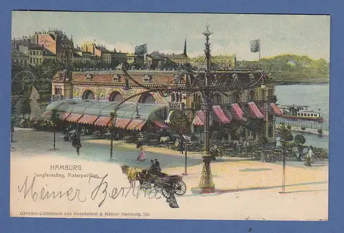 AK Hamburg Jungfernstieg Alsterpavillon gelaufen 1902 in Hamburg