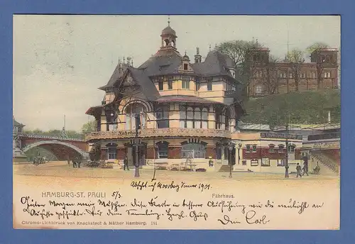 AK Hamburg St. Pauli Fährhaus gelaufen 1902 in Hamburg
