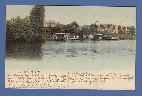 AK Hamburg bei der Krugkoppelbrücke gelaufen 1902 in Hamburg