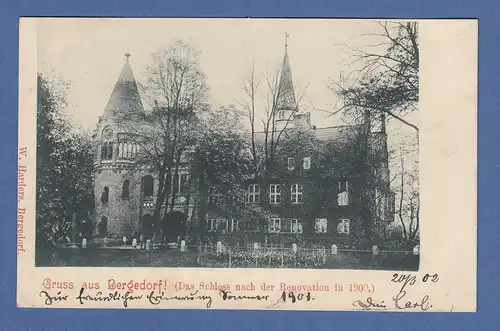 AK Hamburg Gruss aus Bergedorf Schloss n.d. Renovation gelaufen 1902 in Hamburg