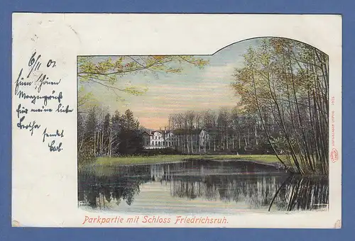 AK Hamburg Parkpartie mit Schloss Friedrichsruh gelaufen 1901 in Hamburg