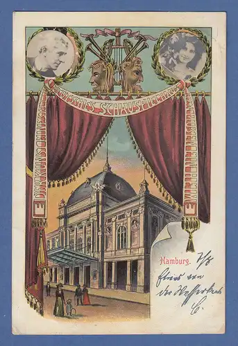 AK Hamburg  Deutsches Schauspielhaus gelaufen 1901 nach Neusalz Oder