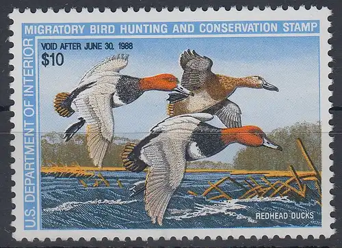 USA 1988 Gebührenmarke "migratory bird hunting and conversation stamp" 10$ ** 