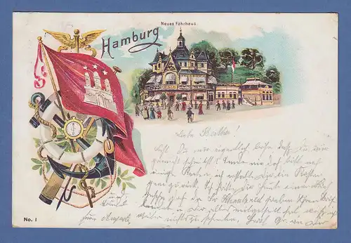 AK Hamburg Neues Fährhaus gelaufen 1901 nach Neusalz / Oder