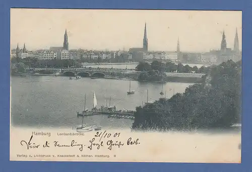 AK Hamburg Alster und Lombardsbrücke, gelaufen 1901