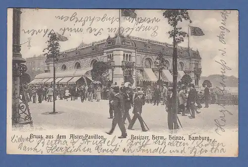 AK Hamburg Gruß aus dem Alster-Pavillon, gelaufen 1901