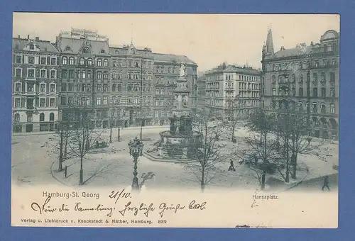 AK Hamburg St. Georg Hansaplatz, gelaufen 1901