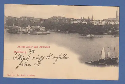 AK Hamburg Außenalster und Alsterlust, gelaufen 1901