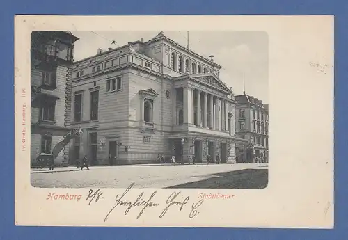 AK Hamburg Stadttheater, gelaufen 1901