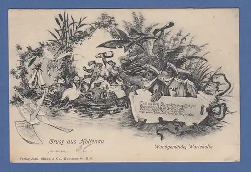 AK Gruss aus Holtenau Wandgemälde Wartehalle gelaufen 1904
