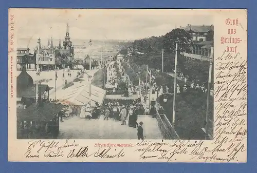 AK Gruss aus Heringsdorf Strandpromenade gelaufen 1902