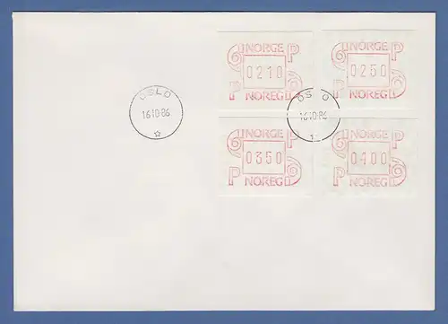 Norwegen Frama-ATM 3. Ausgabe FDC mit Satz 4 Werte 210-250-350-400