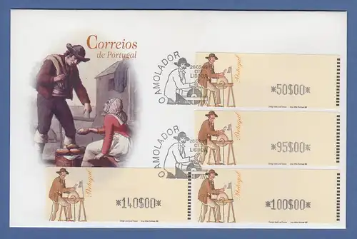 Portugal 1999 ATM Scherenschleifer Mi.-Nr. 20 Satz 4 Werte 50-95-100-140 auf FDC