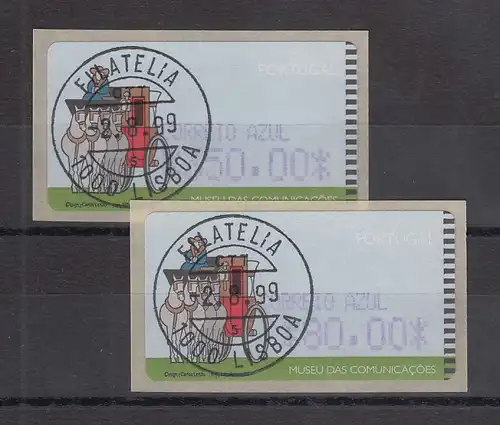 Portugal 1999 ATM Postkutsche Mi.-Nr. 19.2 AZUL-Satz 2 Werte 80 / 350 gest. 