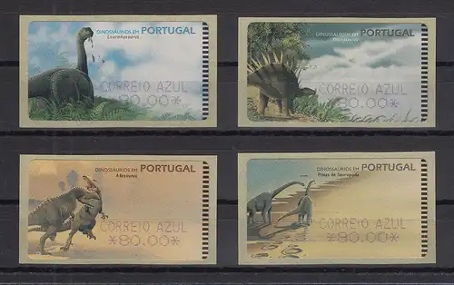 Portugal 1999 ATM Dinosaurier 4 Motive SMD Mi.-Nr. 24-27.1 je AZUL 80.00 **