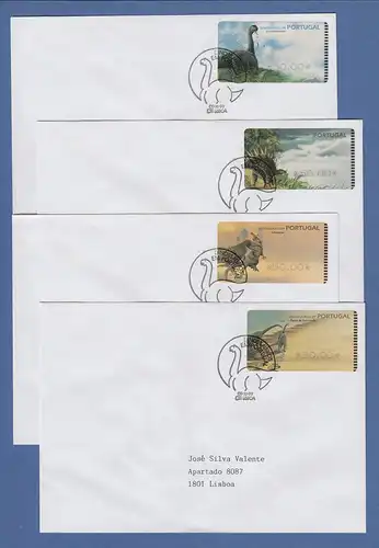 Portugal 1999 ATM Dinosaurier SMD Mi.-Nr. 24-27.1 jeweils Wert 50.00 auf FDC