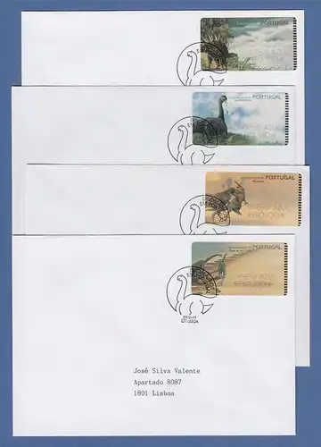 Portugal 1999 ATM Dinosaurier SMD Mi.-Nr. 24-27.1 Z2 AZUL je Wert 80.00 auf FDC