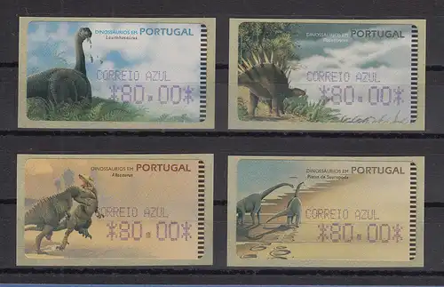 Portugal 1999 ATM Dinosaurier 4 Motive Amiel Mi.-Nr. 24-27.2 je AZUL 80.00 **