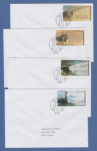 Portugal 1999 ATM Dinosaurier Amiel Mi.-Nr. 24-27.2 jeweils Wert 50.00 auf FDC