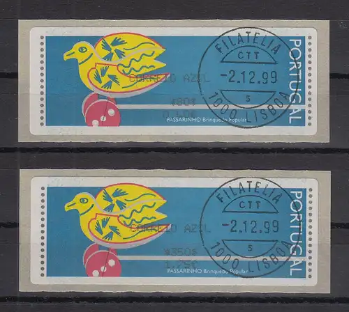 Portugal 1999 ATM Holzvogel Mi.-Nr. 21.2 AZUL-Satz 80 / 350 gestempelt