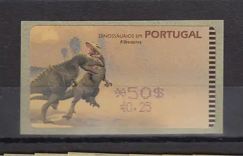 Portugal 2000 ATM Dinosaurier Allosaurus Mi.-Nr. 31.2  Wert 50$  **