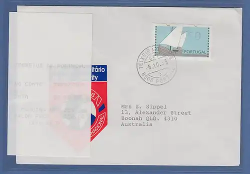 Portugal 1992 ATM Karavelle Mi.-Nr. 5 Wert 350 auf Exp-Brief nach Australien, AQ