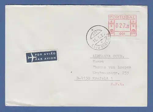 Portugal seltener Brief mit Orts-ATM 001 und Orts-O Portimao 19.1.1983 