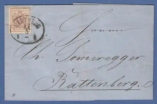 Österreich 1857 Brief mit Oval-Stempel Salzburg nach Battenberg (K2 verk. Datum)
