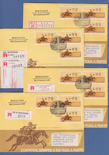 Portugal 1990 ATM Postreiter Mi.-Nr. 2 je ein R-FDC 70-95-95 von allen 4 Orten 