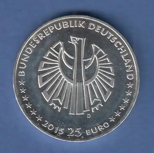 Deutschland 2015 25€-Silber-Gedenkmünze 25 Jahre Deutsche Einheit, 18g Ag999 PP