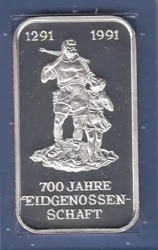 HERAEUS Sammler-Silberbarren 700 Jahre Eidgenossenschaft 31,10g Ag999 