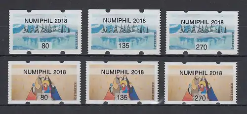 Österreich 2018 ATM Mi.-Nr. 56-57 NUMIPHIL 2018 je Satz  80-135-270 **