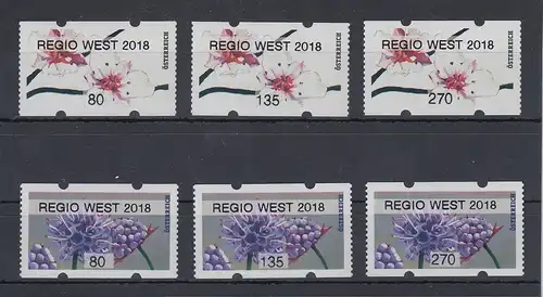 Österreich 2018 ATM Mi.-Nr. 54-55 REGIO WEST 2018 je Satz  80-135-270 **