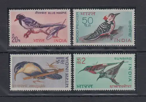 Indien 1968 Vögel Mi.-Nr. 464-467 kpl. Satz 4 Werte **