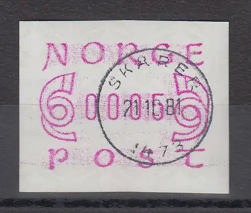 Norwegen 1980 FRAMA-ATM Posthörner schmale Ziffern lila Voll-O SKARER 21.10.81