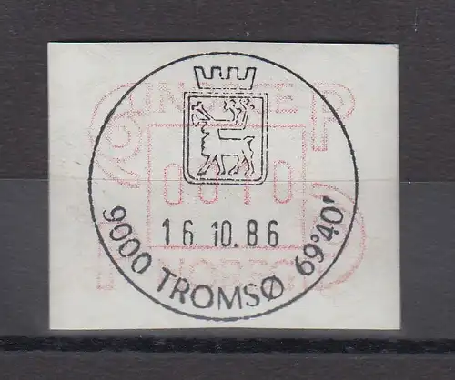 Norwegen 1986 FRAMA-ATM Posthörner breite Ziffern braunrot ET-Voll-O TROMSOE