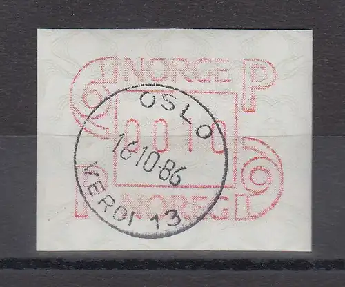 Norwegen 1986 FRAMA-ATM Posthörner breite Ziffern braunrot ET-Voll-O OSLO