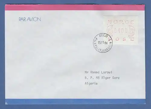 Norwegen 1980 FRAMA-ATM Mi.-Nr. 2.1b Wert 400 auf LDC OSLO 15.10.86 -> Algerien