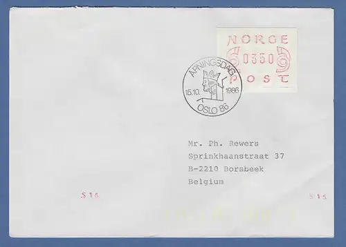 Norwegen 1980 FRAMA-ATM Mi.-Nr. 2.2b Wert 350 auf LDC So.-O OSLO 15.10.86 -> B