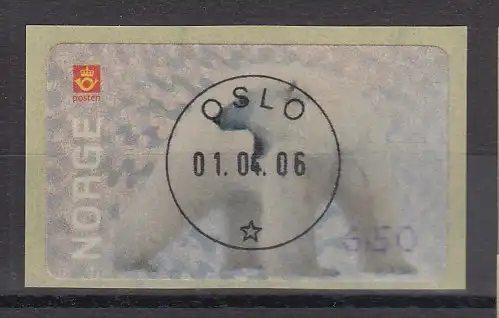 Norwegen 2006 ATM Eisbär Mi.-Nr. 6 Einzelwert 6,50 mit ET-O OSLO 1.4.06