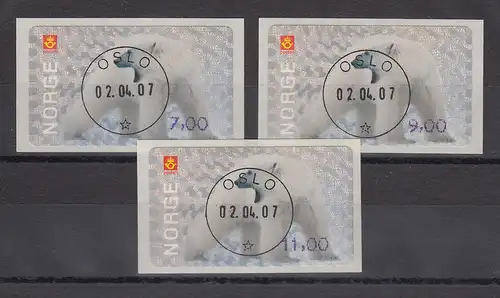 Norwegen 2006 Eisbär Sonderdruck ähnlich ATM Satz 3 Werte Mi.-Nr. 6So4-6  