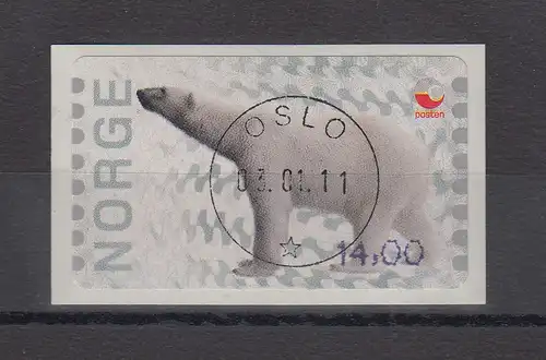 Norwegen 2008 Eisbär Sonderdruck ähnlich ATM  Wert 14,00 Mi.-Nr. 13So10 ET-O