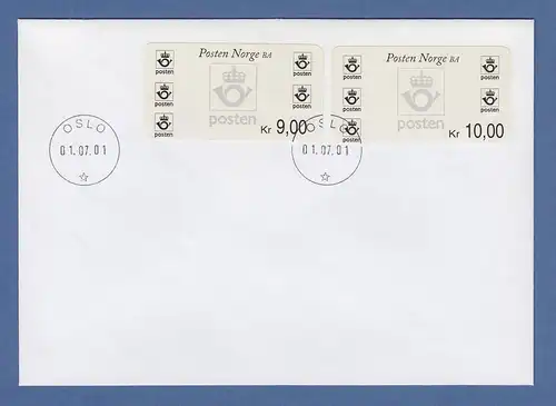 Norwegen 2001 Postemblem Sonderdruck Satz 2 Werte Mi.-Nr. 4 So 9-10 auf FDC