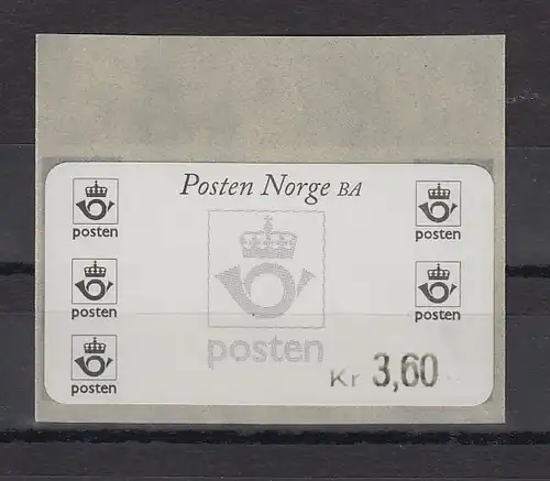 Norwegen 1999 ATM Postemblem Wert 3,60 **