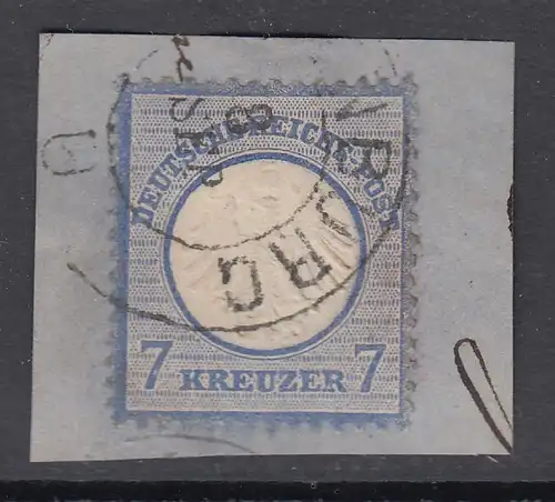 Deutsches Reich, kleiner Brustschild 7 Kreuzer Mi.-Nr. 10 gestempelt Briefstück