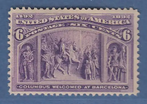 USA 1892 Kolumbus 6 Cent Mi.-Nr. 78 ungebraucht *  Scott # 235 unused F-VF