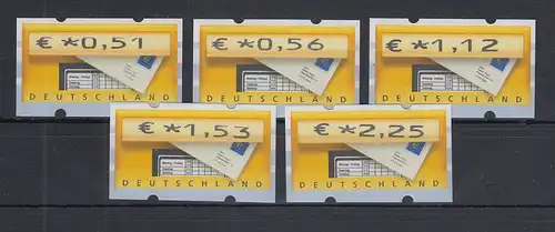 ATM Deutschland Briefkasten Sielaff Mi.-Nr. 5 VS2 Satz 5 Werte 0,51-2,25 ** m.Nr